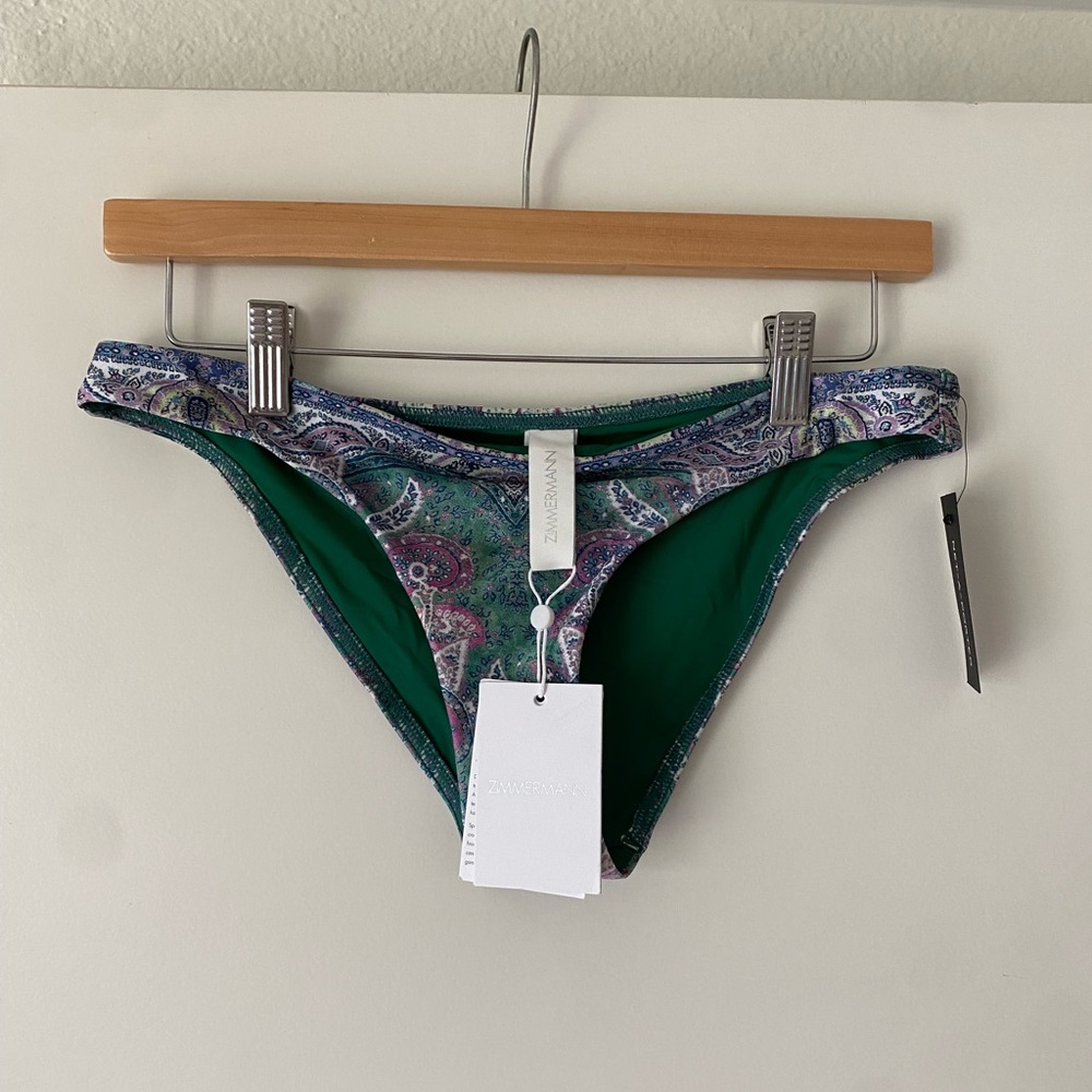 NWT Zimmerman Green and Pink Paisley Bikini Bottom
